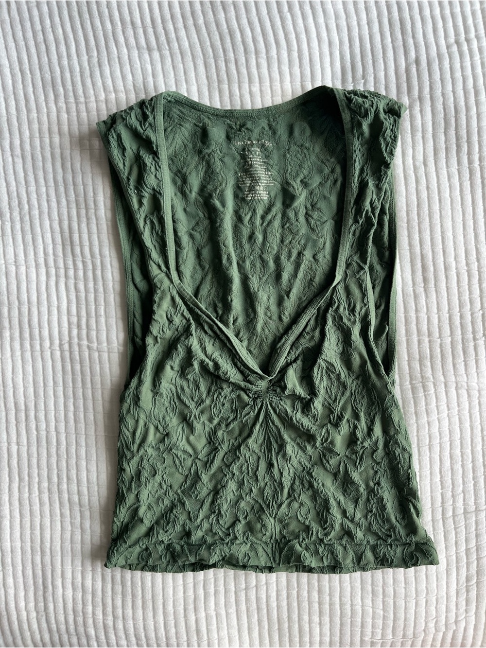 Free People Intimately ruched Sleeveless V-Neck Textured Tank Top - Olive Green
